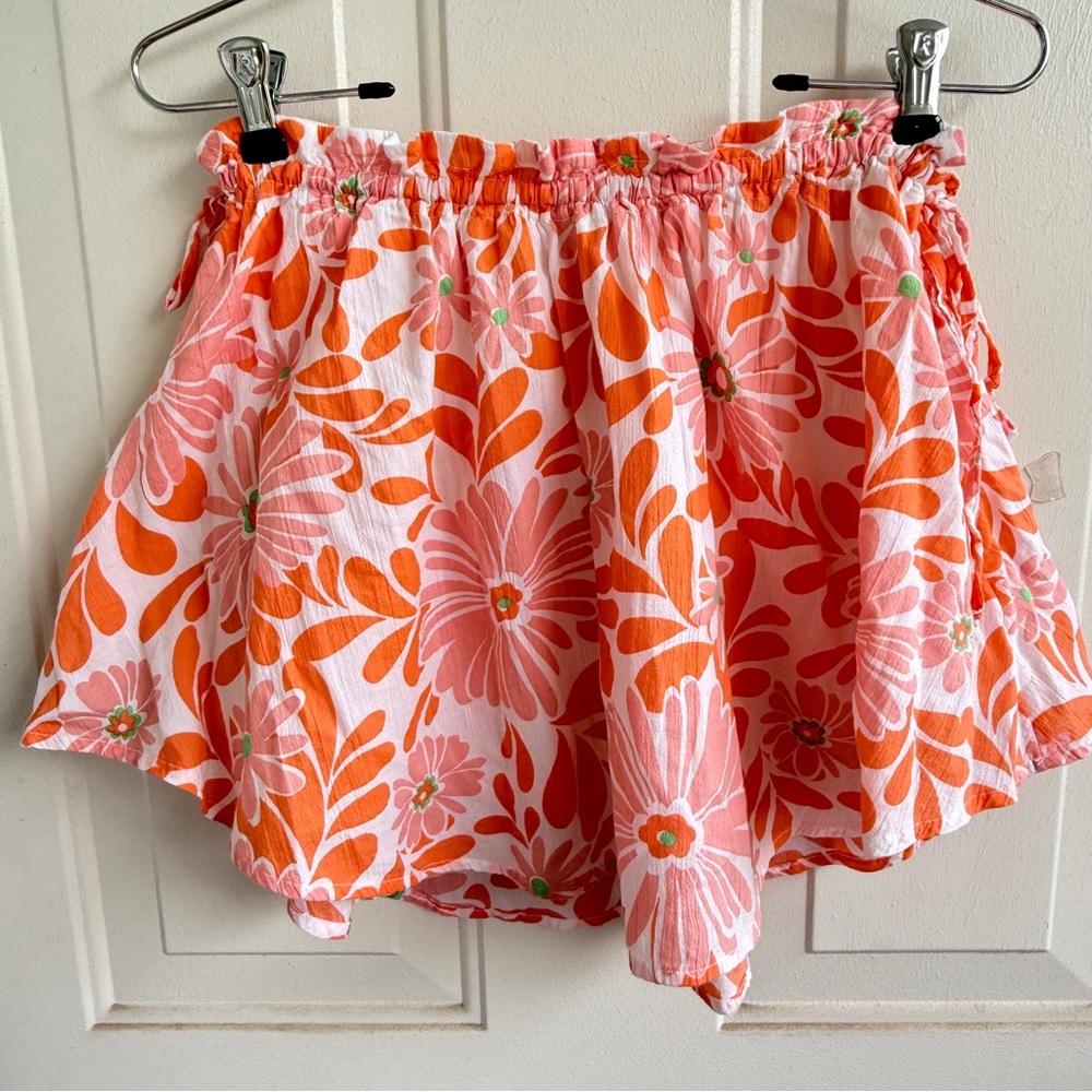 Beautiful Mini Aerie Skirt | Hot Pink & Coral‎ Floral Side Tide Pull | Size: S